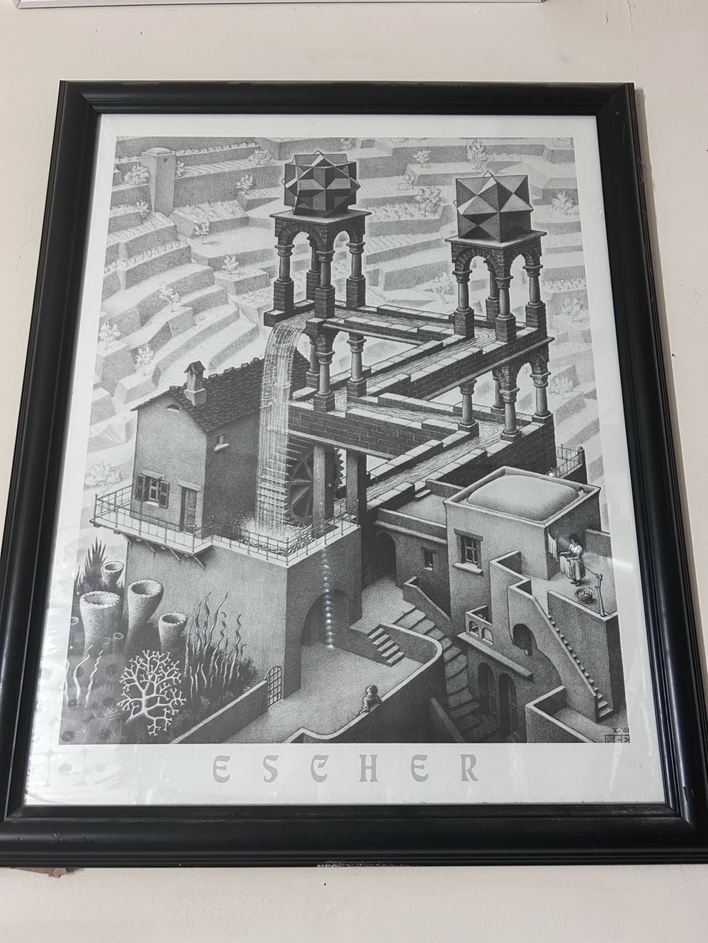 Escher Architectural Print in Black Frame